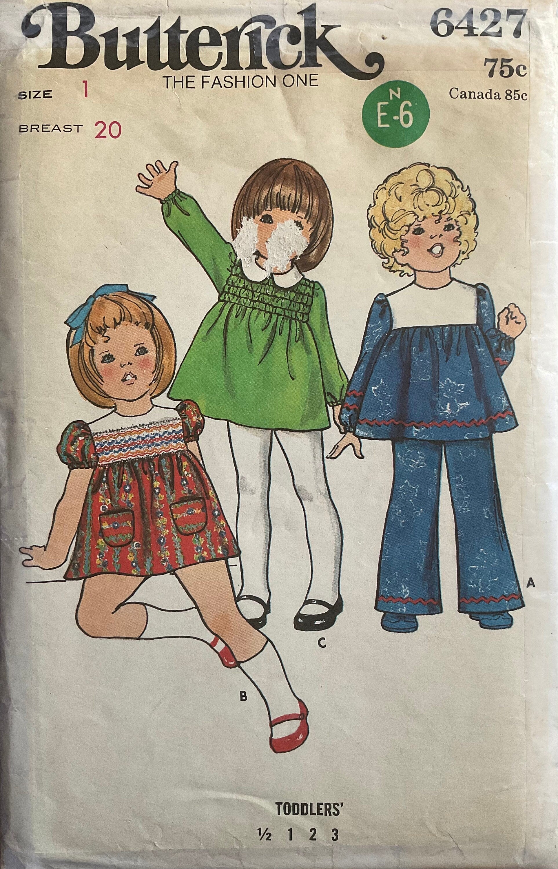 Butterick 6427 Sewing Pattern (Vintage) CUT