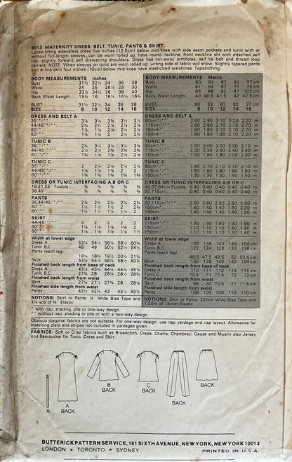 Butterick 6513 Sewing Pattern (Vintage) CUT