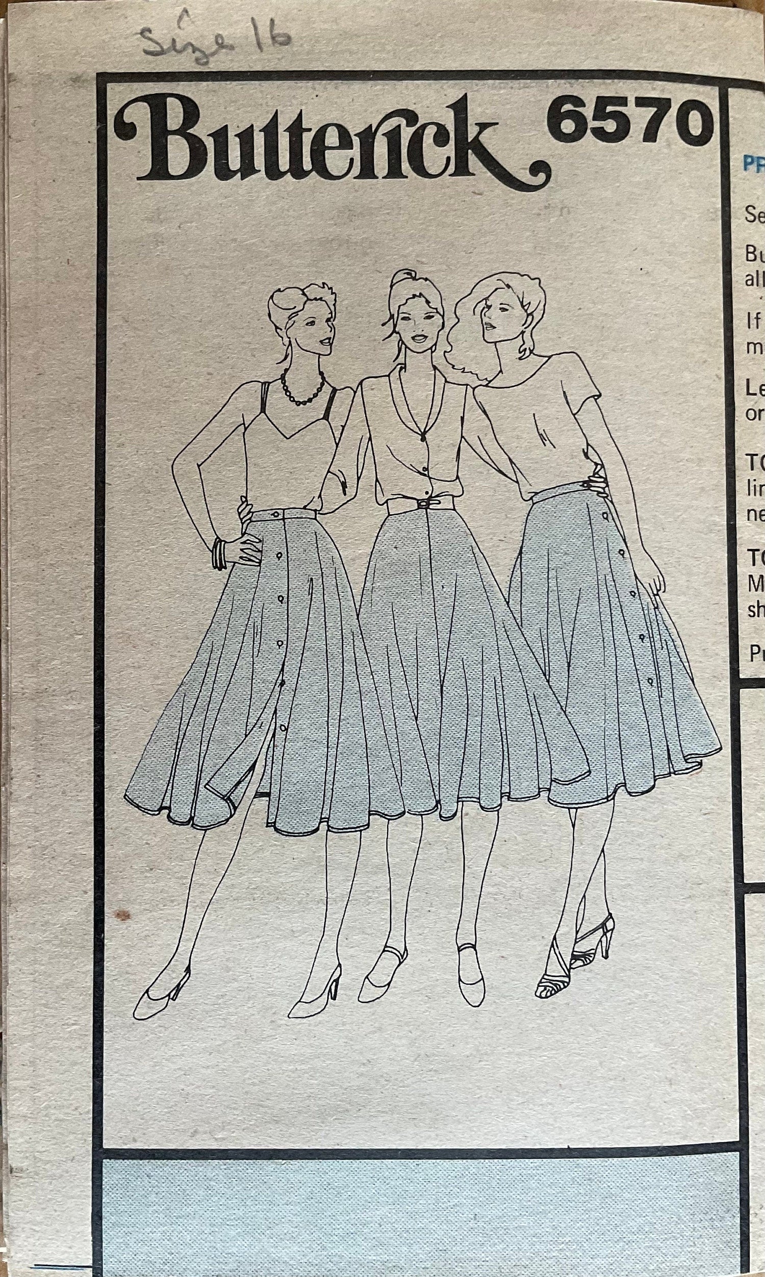 Butterick 6570 Sewing Pattern (Vintage) UNCUT