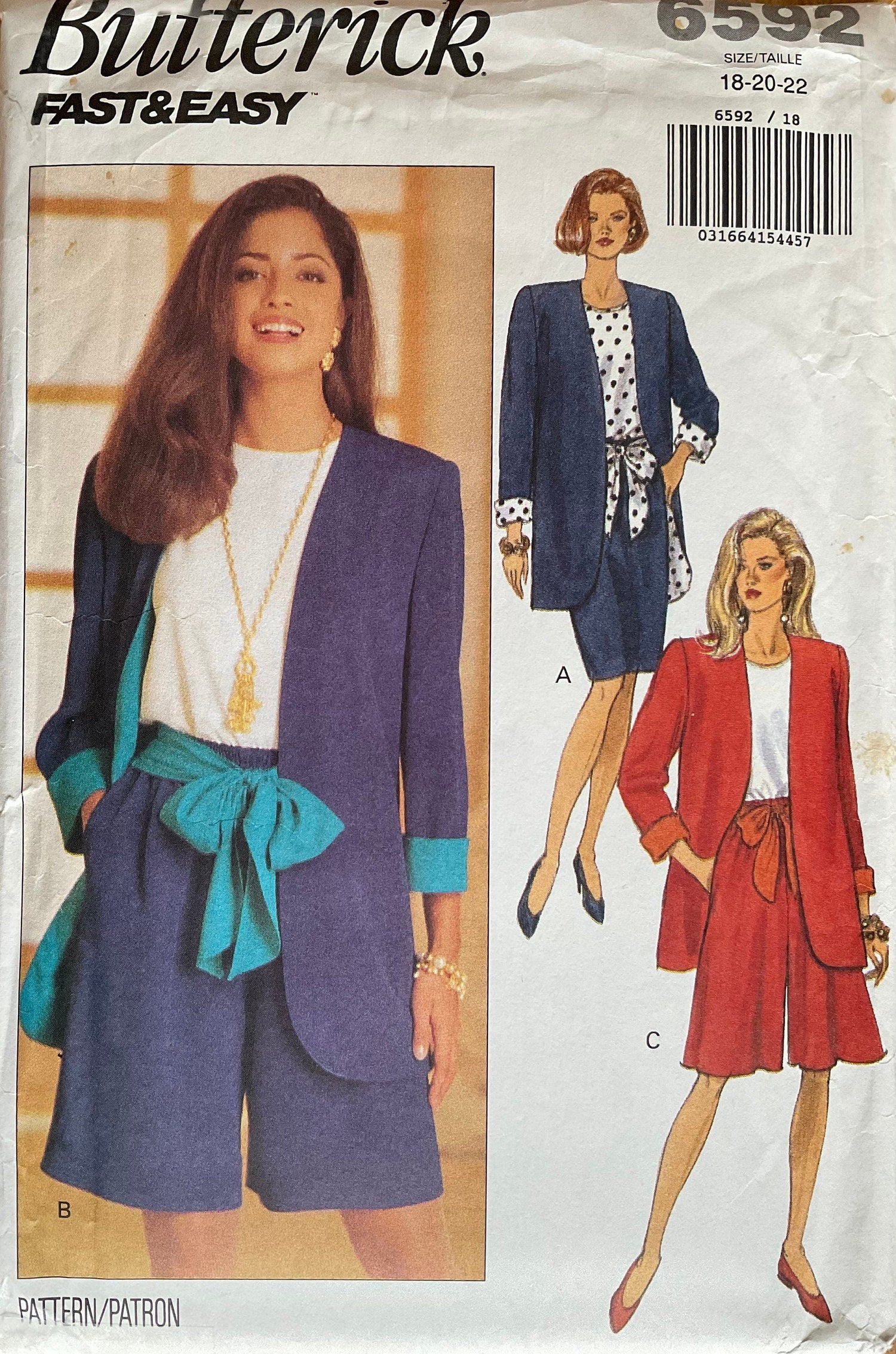 Butterick 6592 Sewing Pattern (Vintage) UNCUT