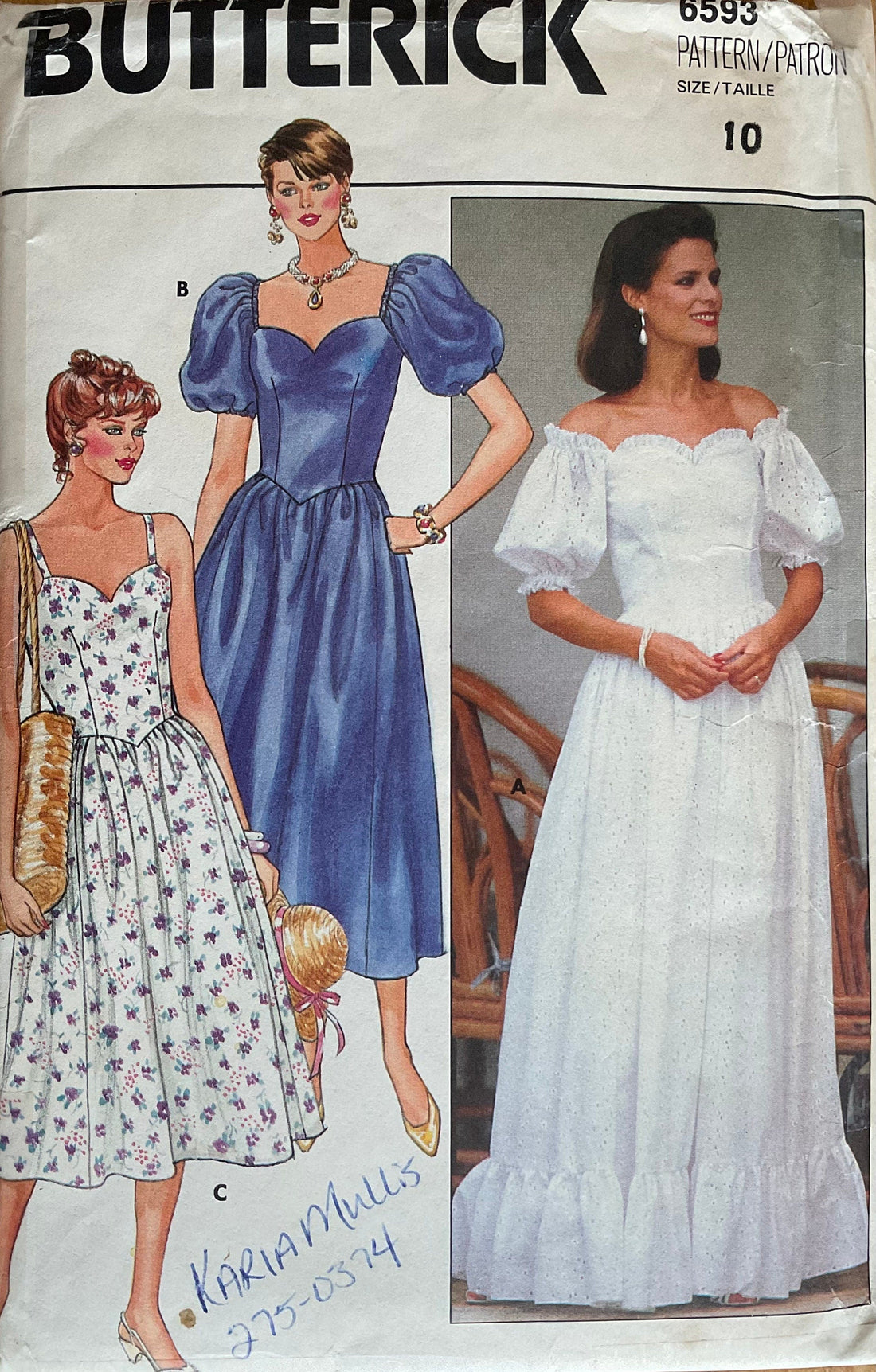 Butterick 6593 Sewing Pattern (Vintage) CUT