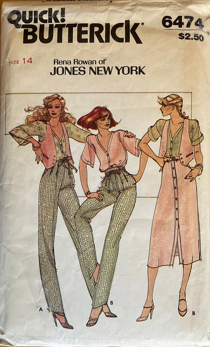 Butterick 6474 Sewing Pattern (Vintage) CUT