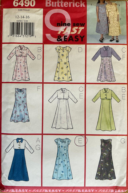 Butterick 6490 Sewing Pattern (Vintage) CUT