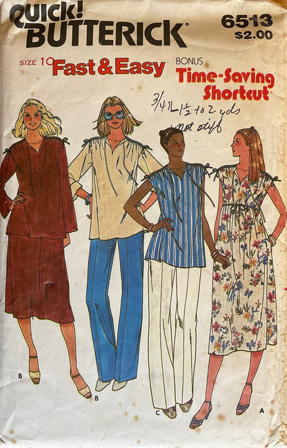 Butterick 6513 Sewing Pattern (Vintage) CUT