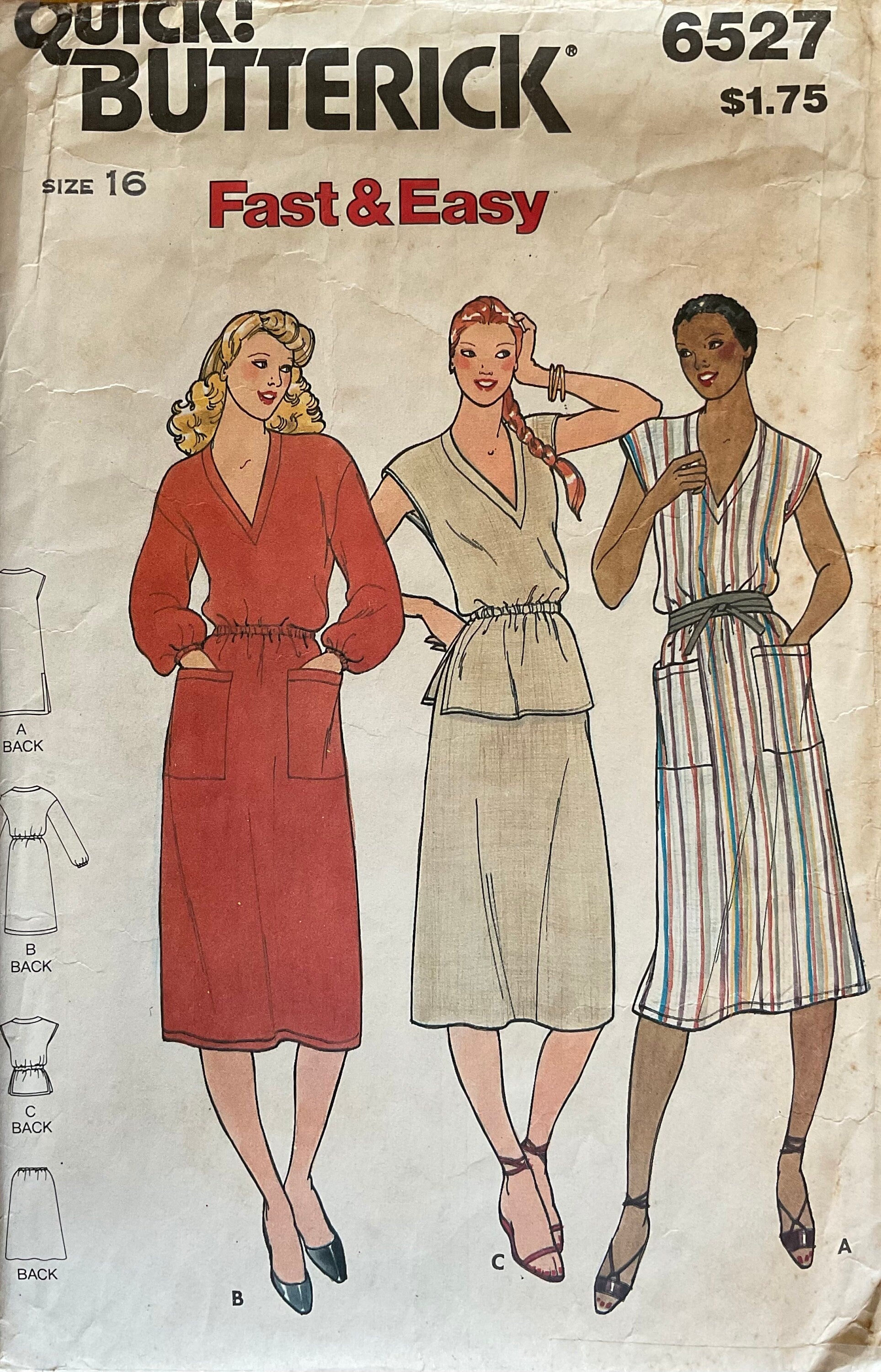 Butterick 6527 Sewing Pattern (Vintage) CUT