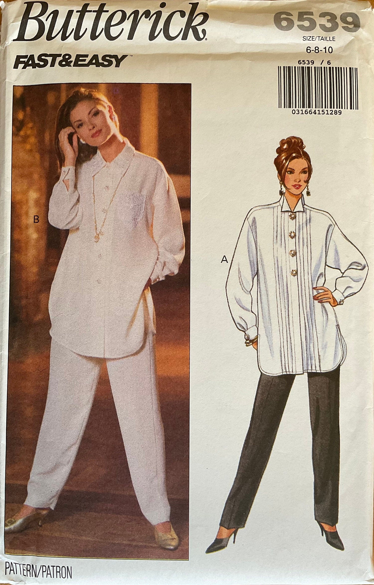 Butterick 6539 Sewing Pattern (Vintage) UNCUT