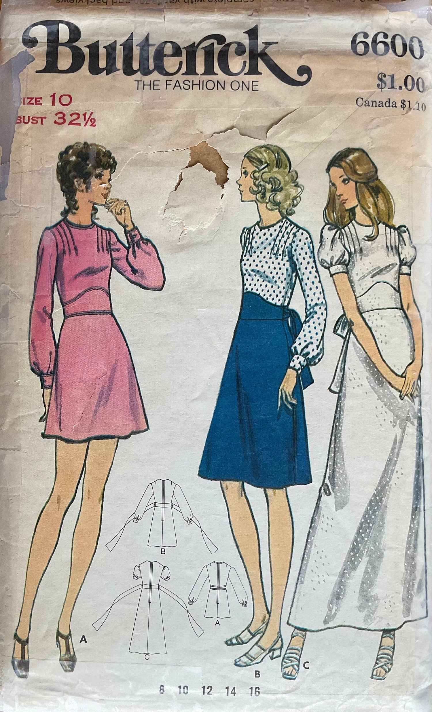 Butterick 6600 Sewing Pattern (Vintage) CUT