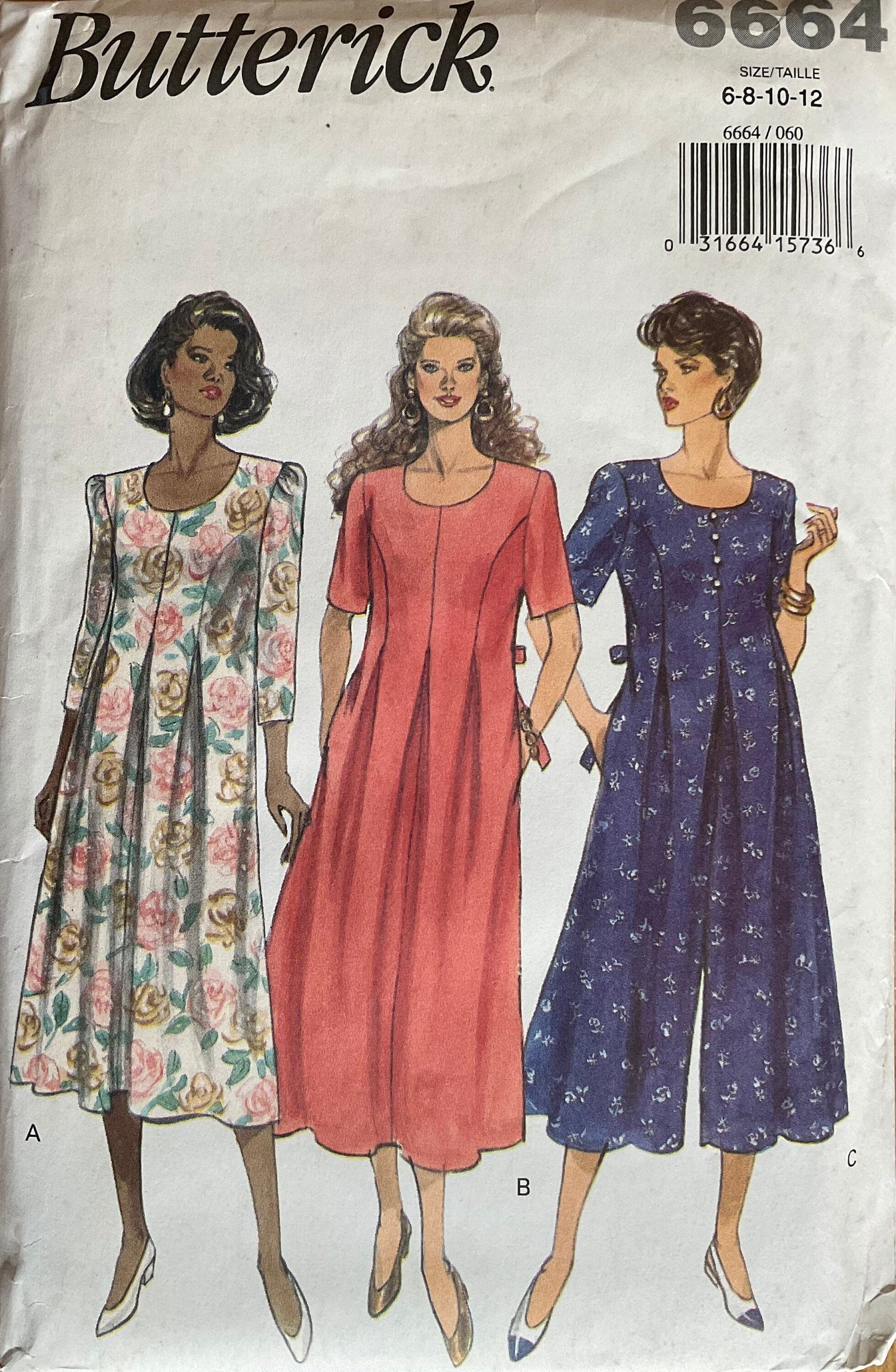 Butterick 6664 Sewing Pattern (Vintage) CUT