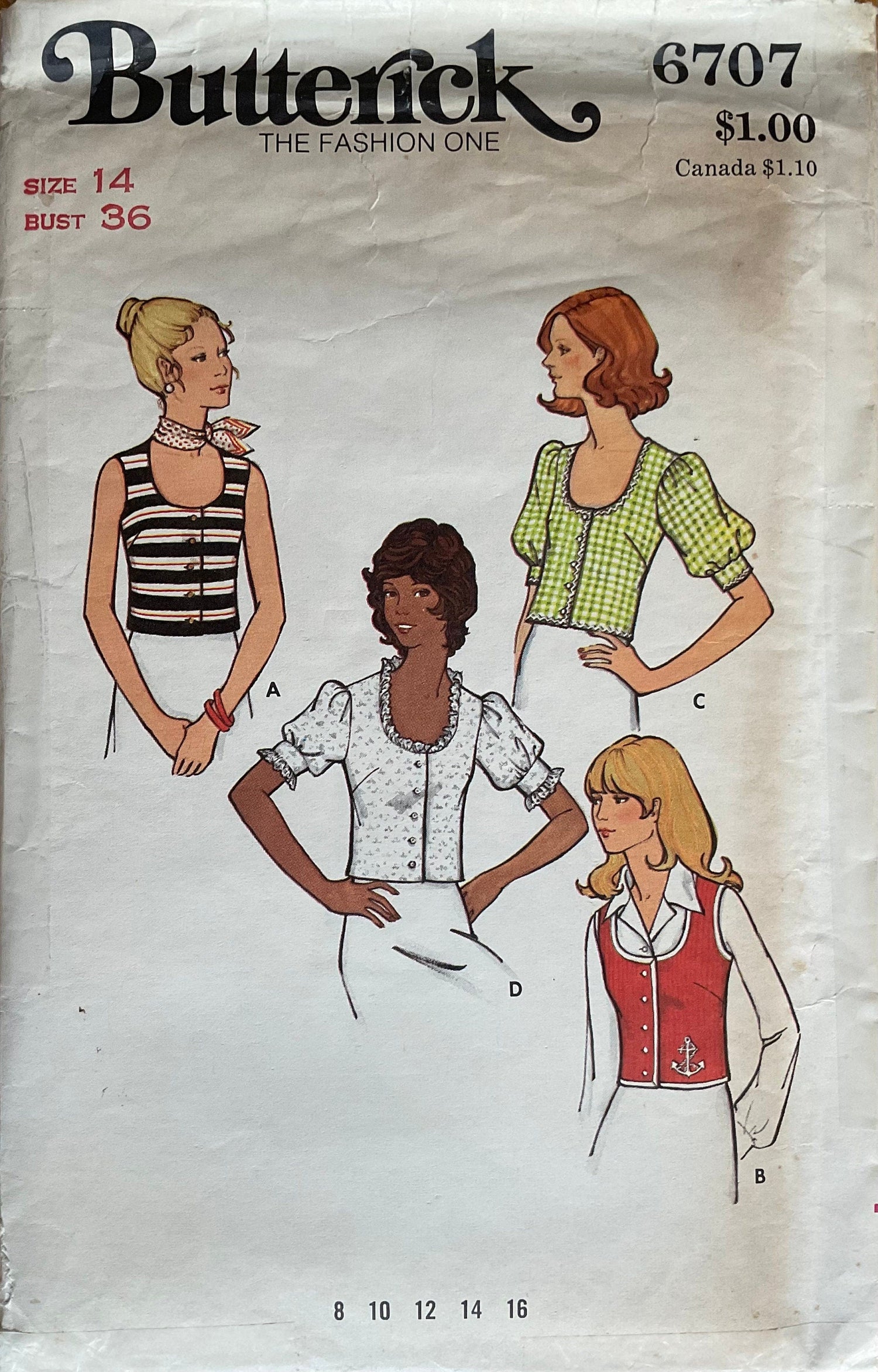 Butterick 6707 Sewing Pattern (Vintage) CUT