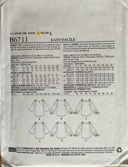 Butterick 6711 Sewing Pattern (Vintage) UNCUT