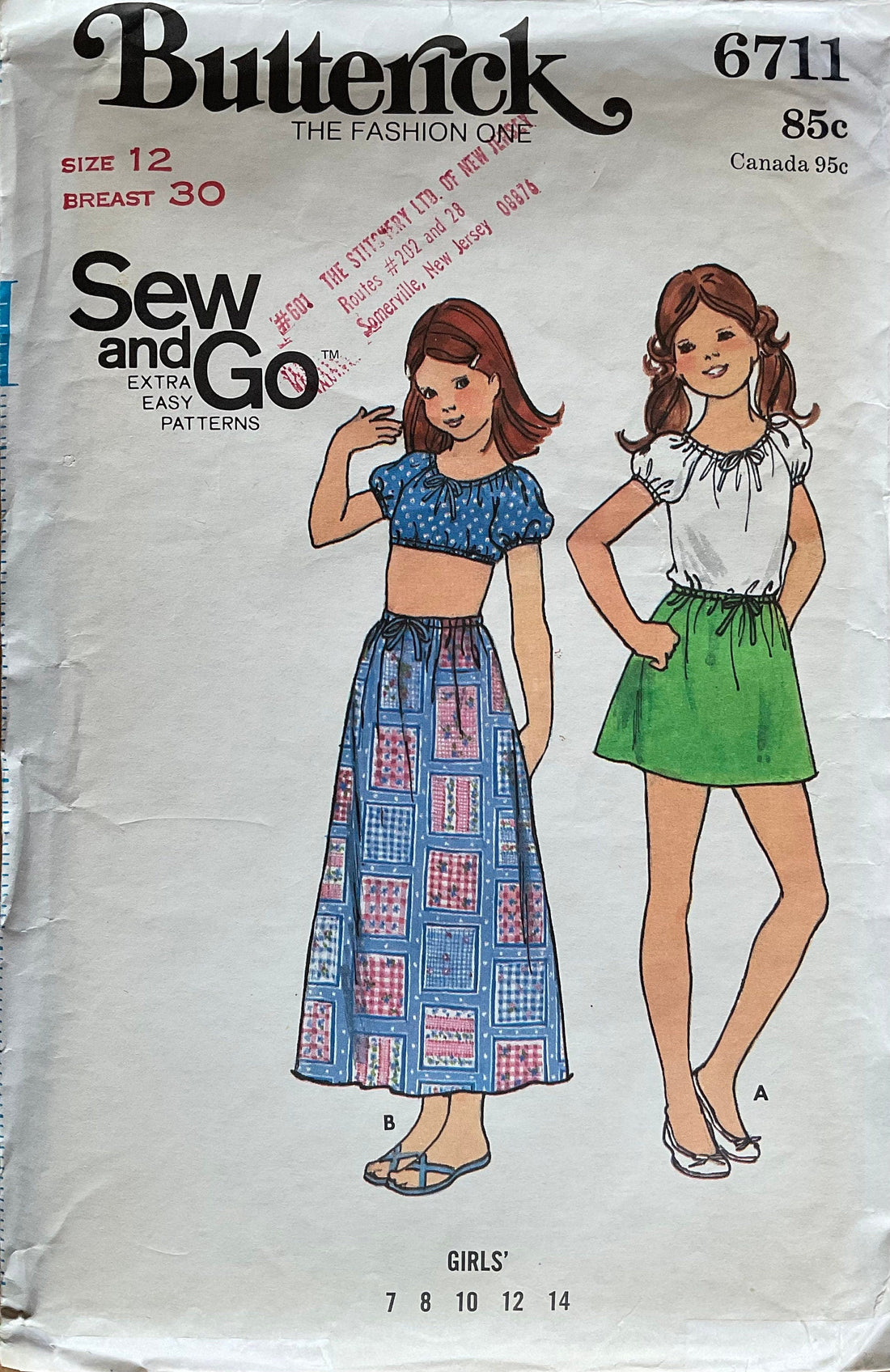 Butterick 6711 Sewing Pattern (Vintage) CUT