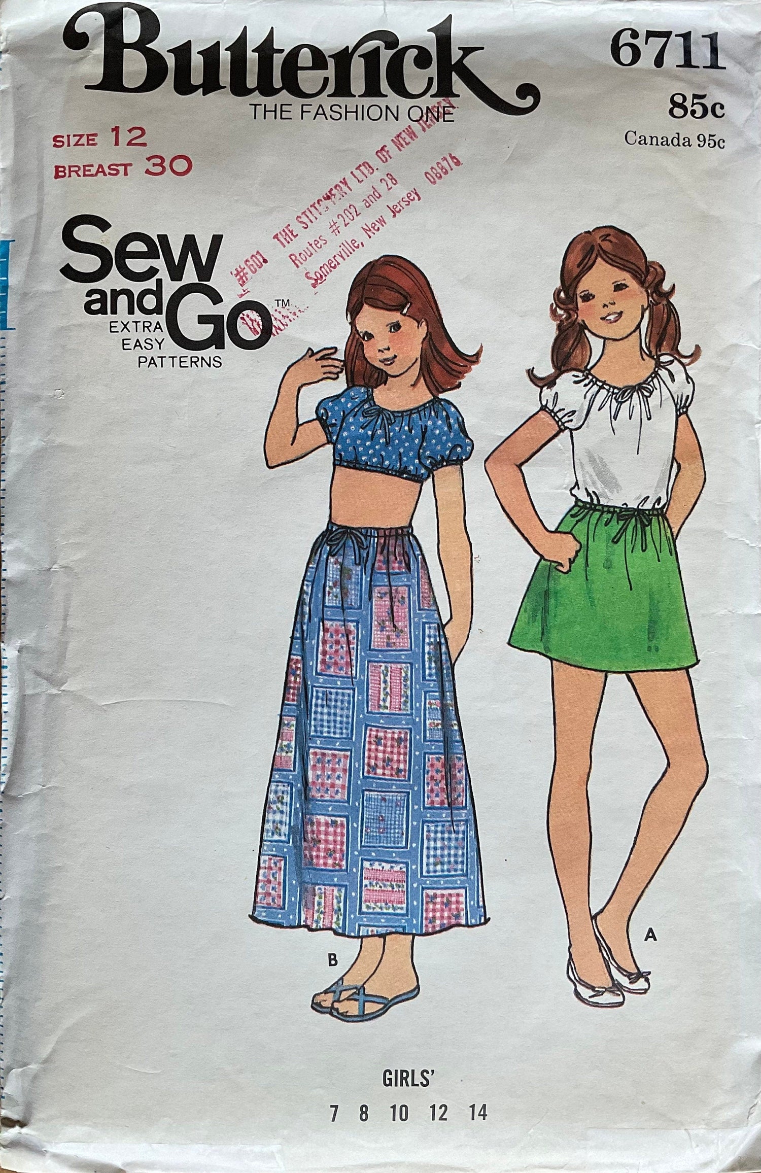 Butterick 6711 Sewing Pattern (Vintage) CUT