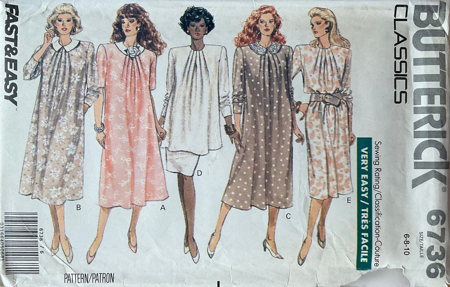 Butterick 6736 Sewing Pattern (Vintage) UNCUT