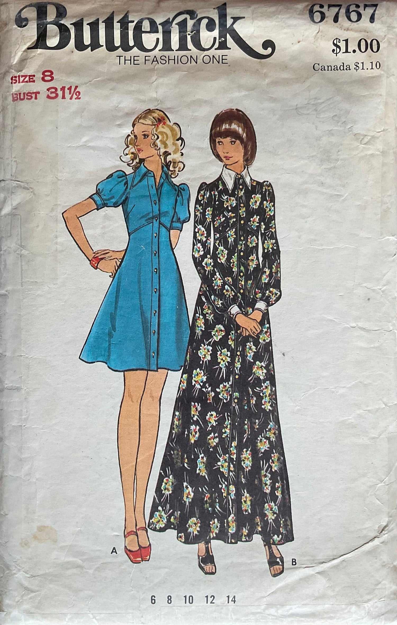 Butterick 6767 Sewing Pattern (Vintage) CUT
