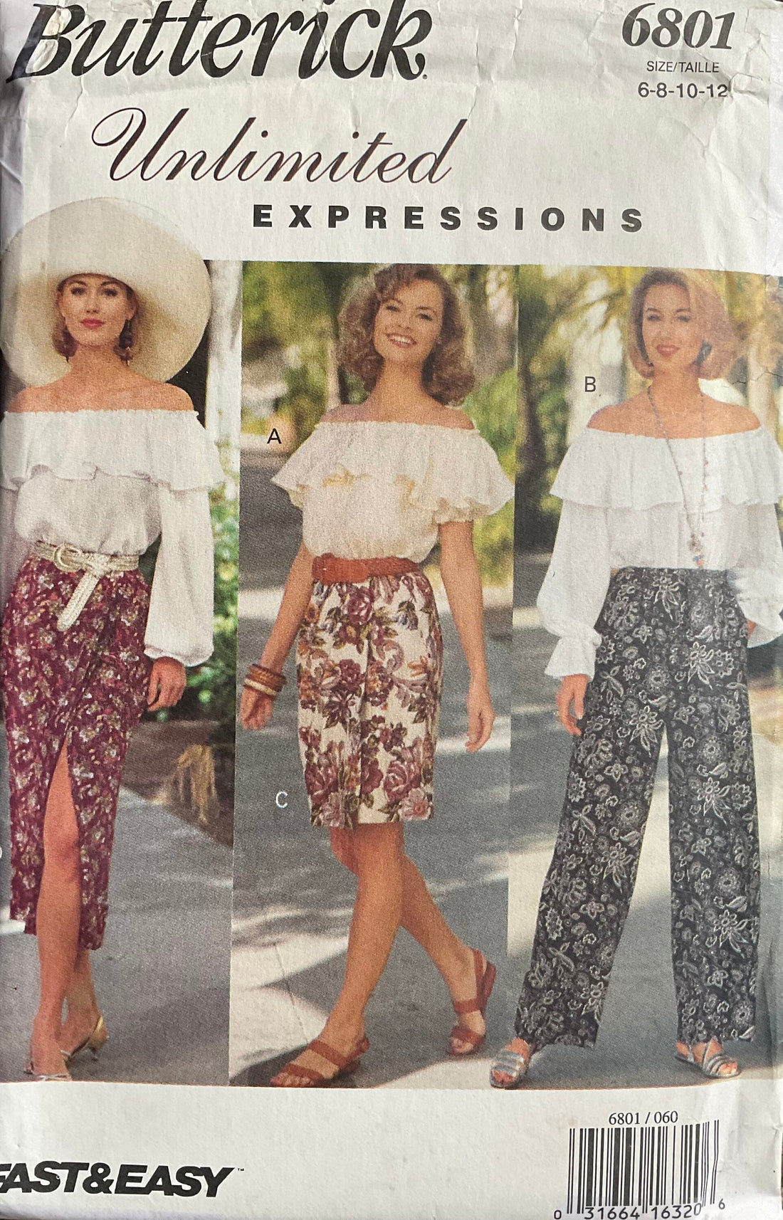 Butterick 6801 Sewing Pattern (Vintage) UNCUT