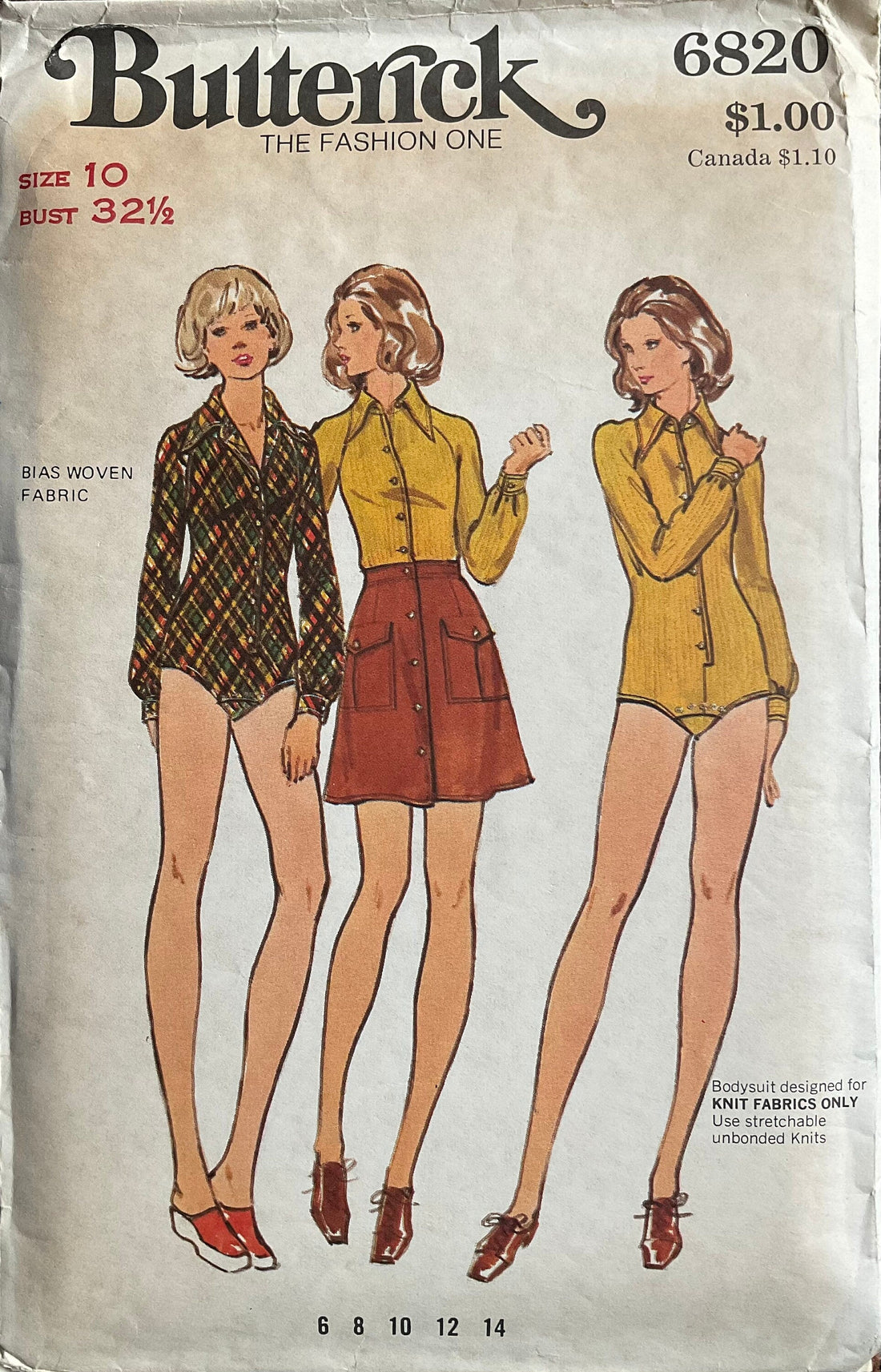 Butterick 6820 Sewing Pattern (Vintage) CUT