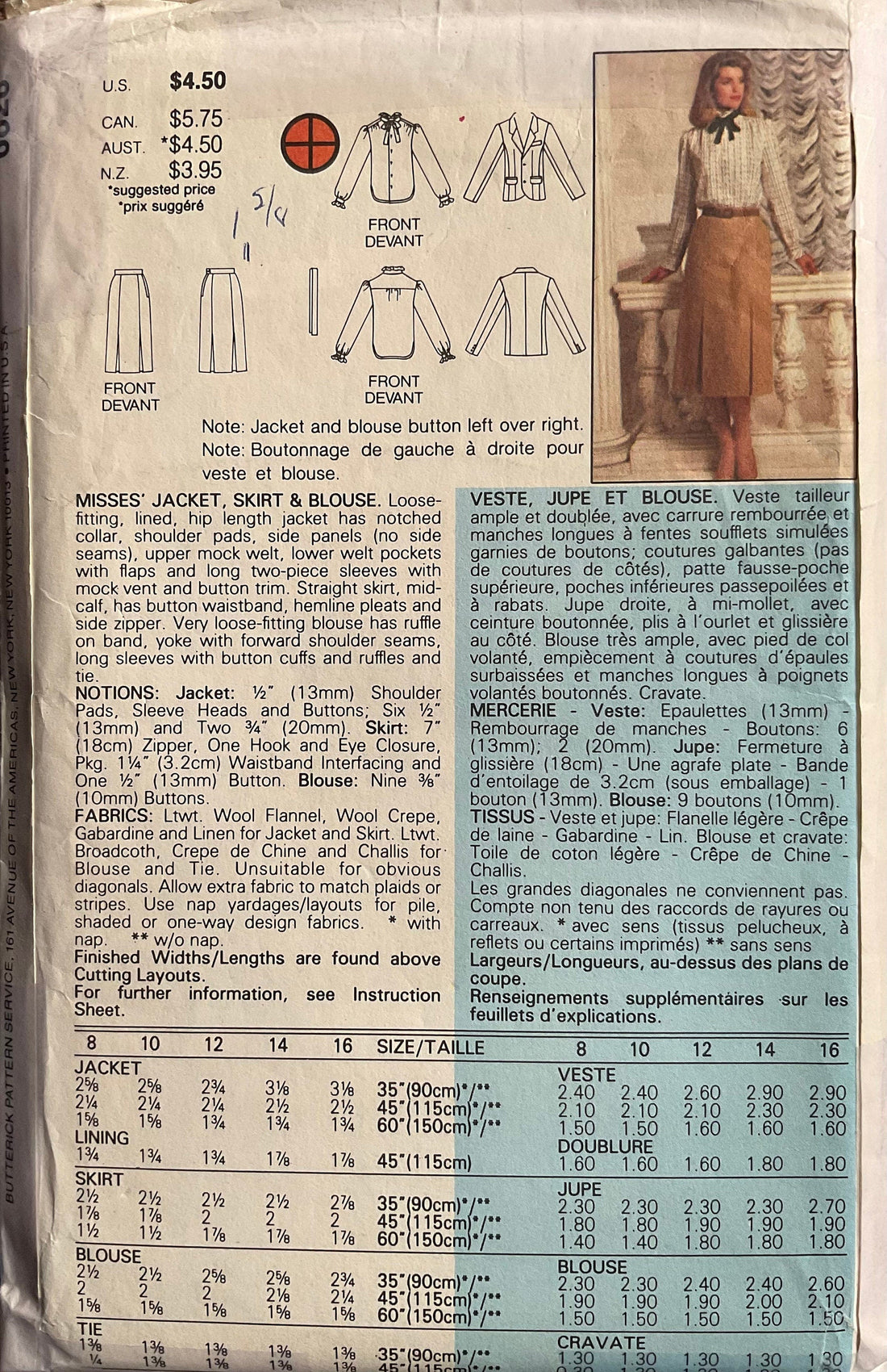 Butterick 6828 Sewing Pattern (Vintage) UNCUT/CUT