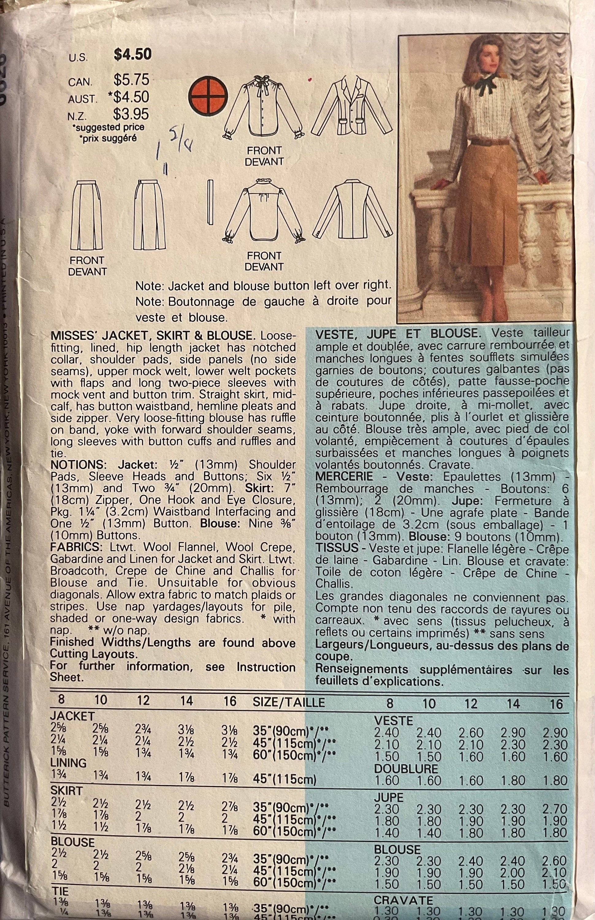 Butterick 6828 Sewing Pattern (Vintage) UNCUT/CUT