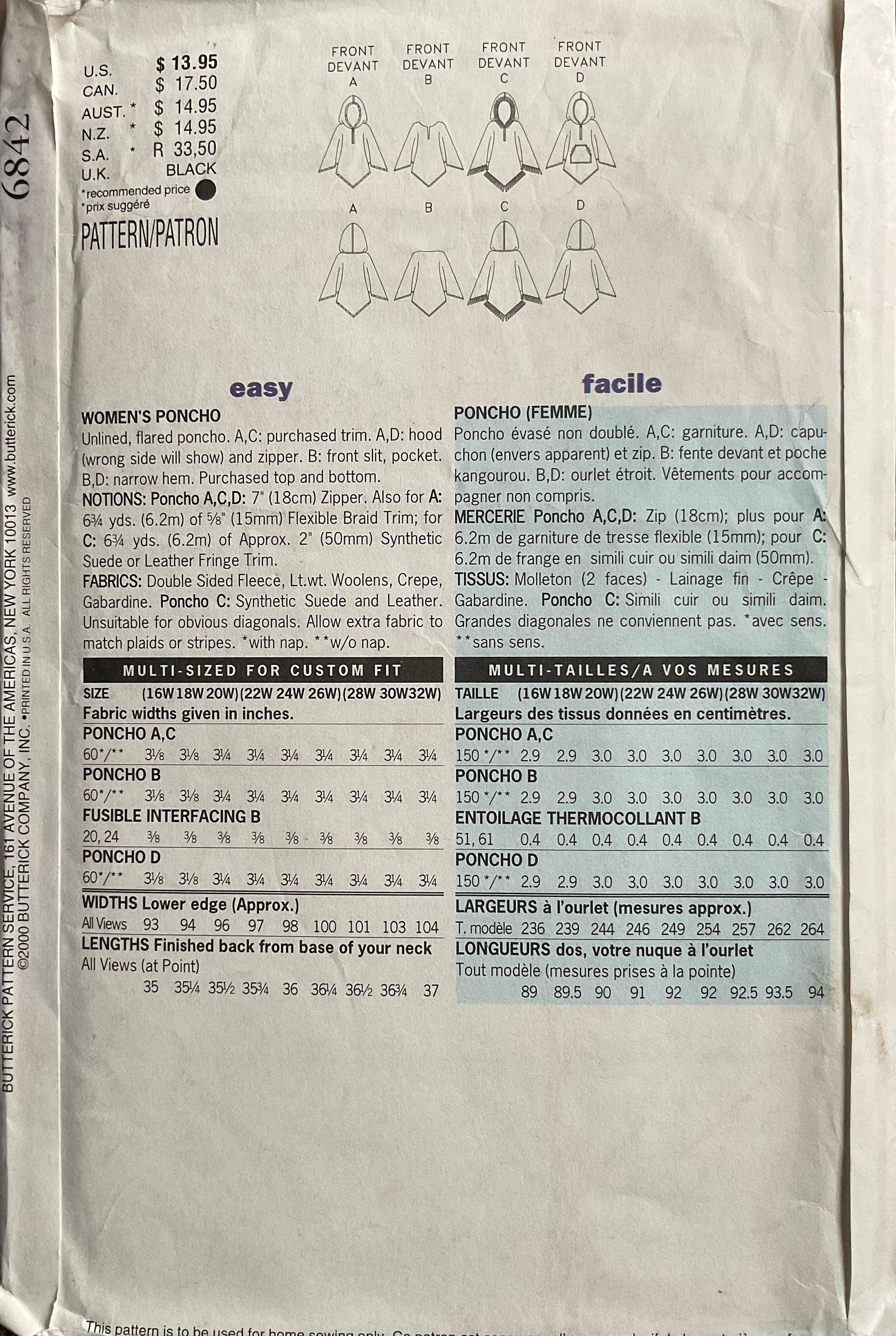 Butterick 6842 Sewing Pattern (Vintage) UNCUT