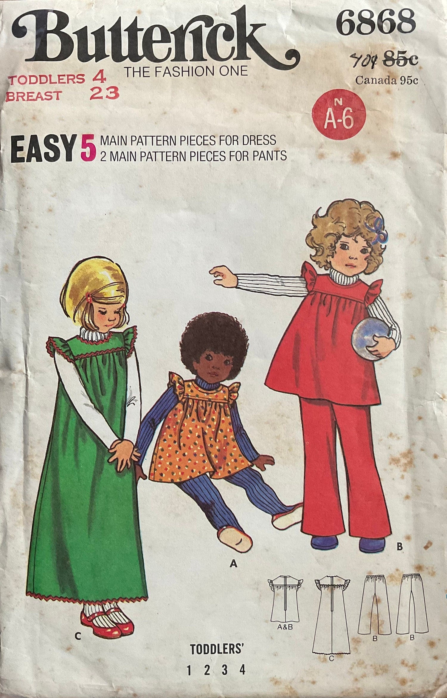 Butterick 6868 Sewing Pattern (Vintage) CUT