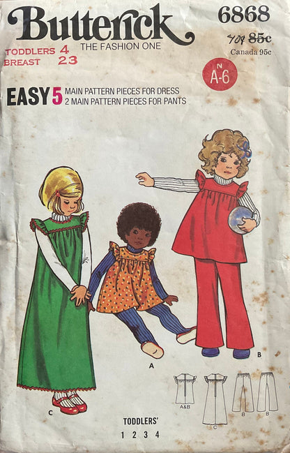 Butterick 6868 Sewing Pattern (Vintage) CUT