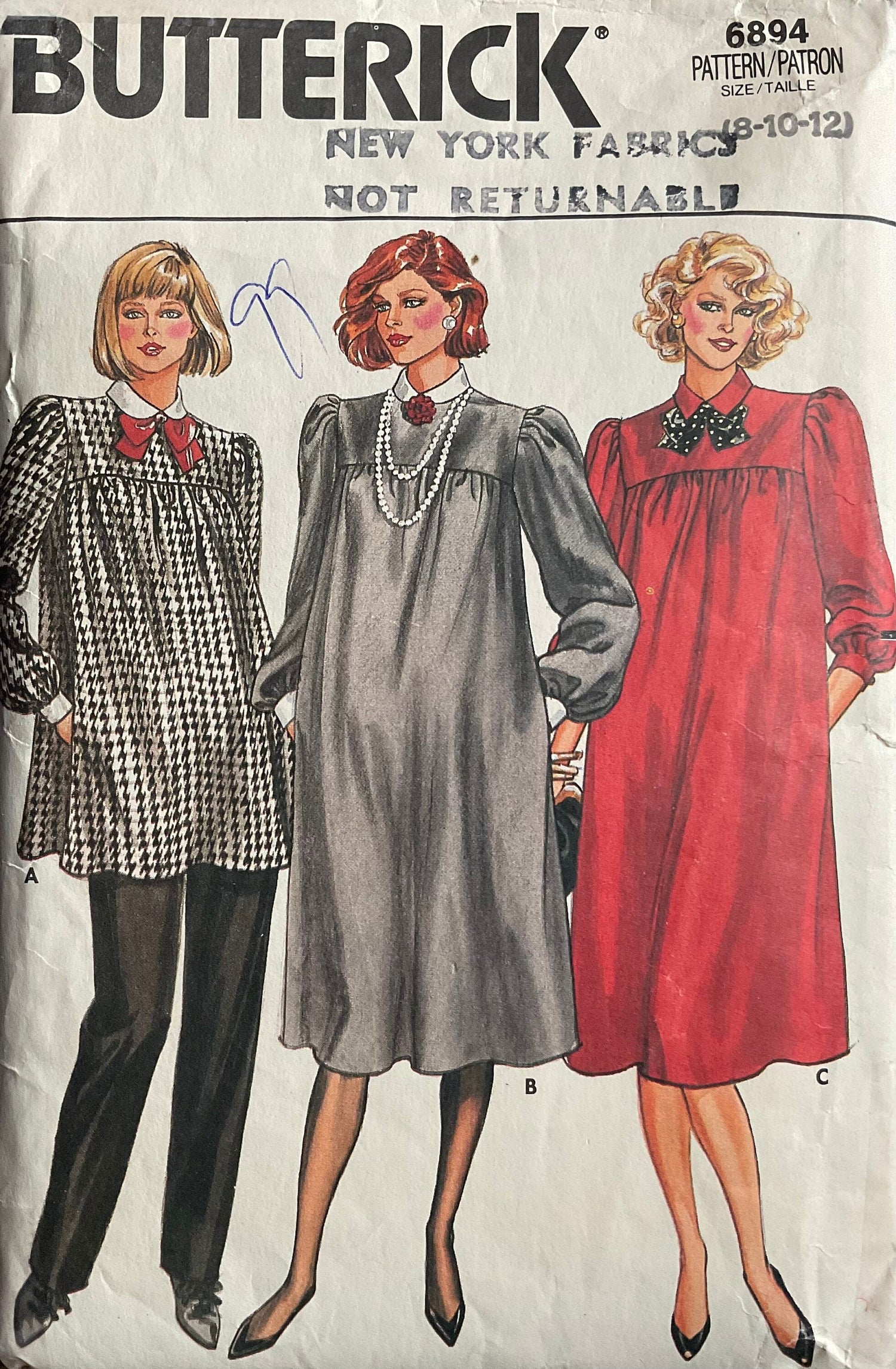 Butterick 6894 Sewing Pattern (Vintage) CUT