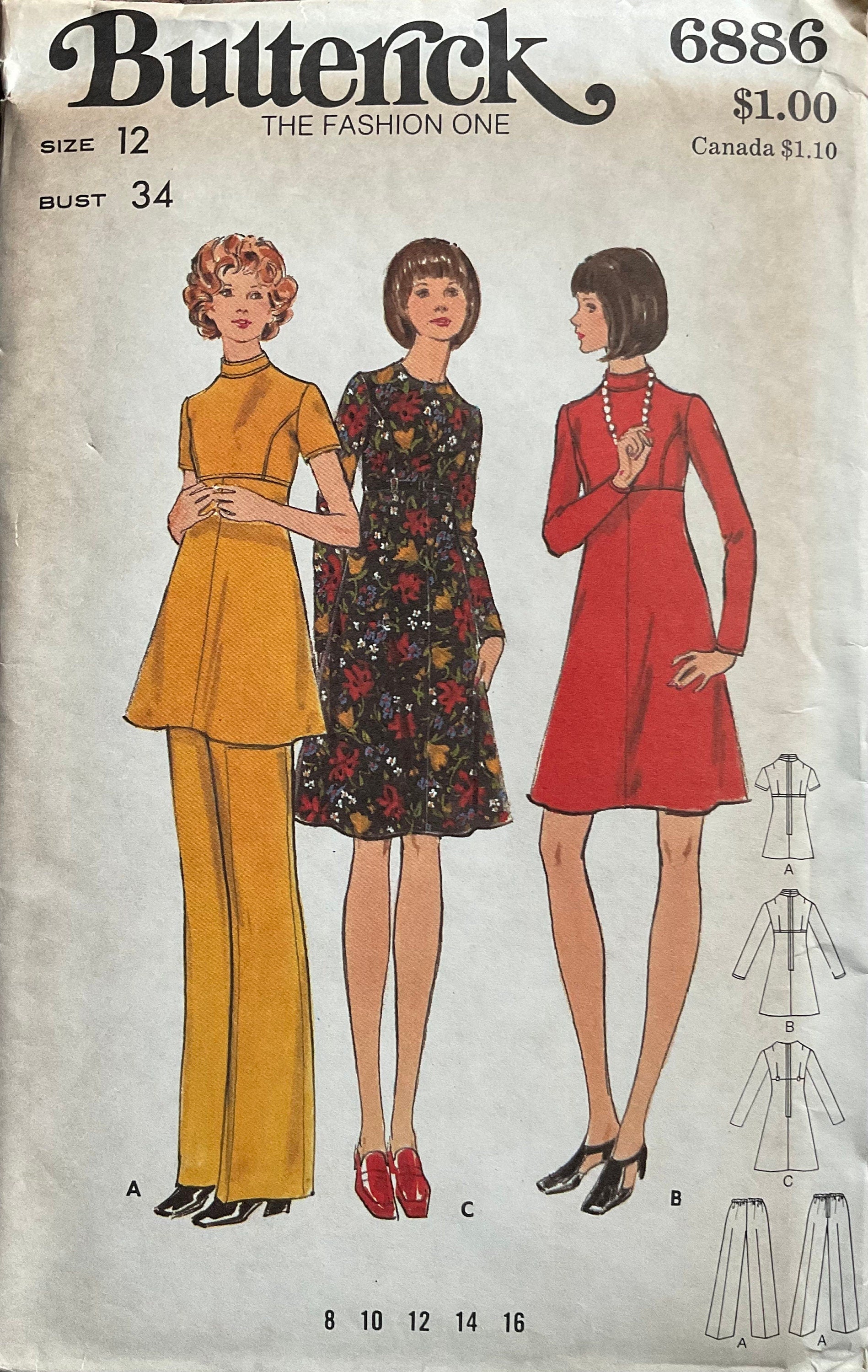 Butterick 6886 Sewing Pattern (Vintage) UNCUT