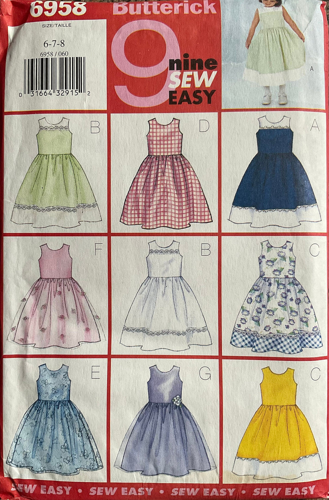 Butterick 6958 Sewing Pattern (Vintage) UNCUT