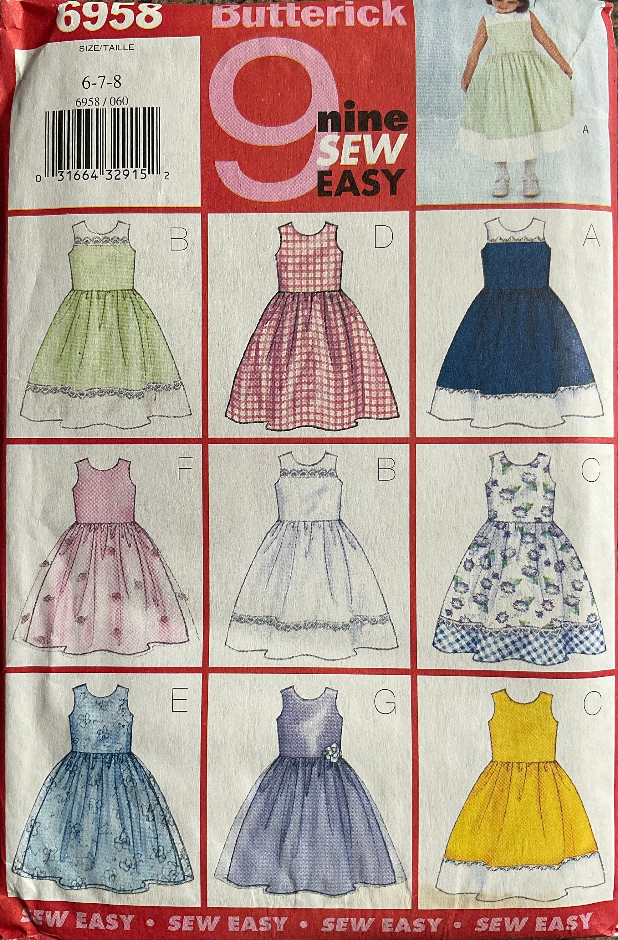 Butterick 6958 Sewing Pattern (Vintage) UNCUT