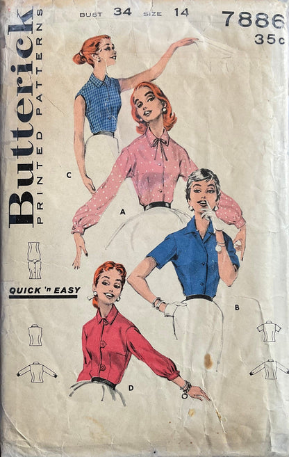 Butterick 7886 Sewing Pattern (Vintage) CUT
