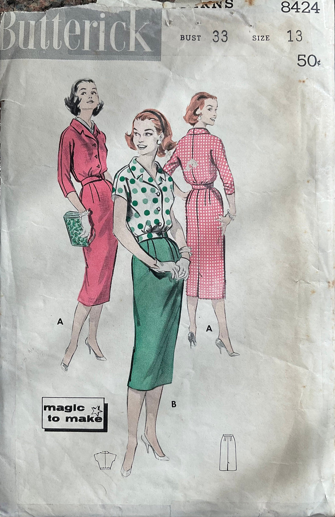 Butterick 8424 Sewing Pattern (Vintage) CUT
