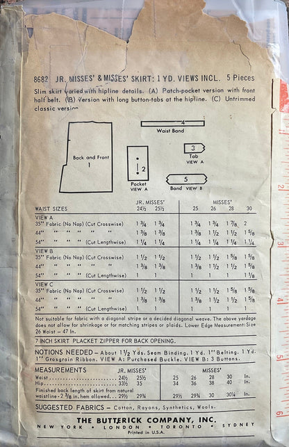 Butterick 8682 Sewing Pattern (Vintage) CUT