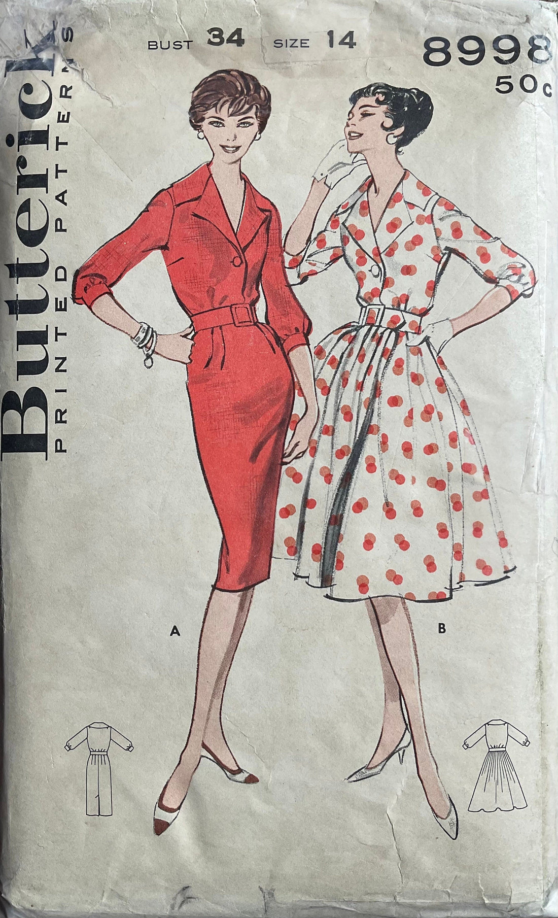 Butterick 8998 Sewing Pattern (Vintage) CUT