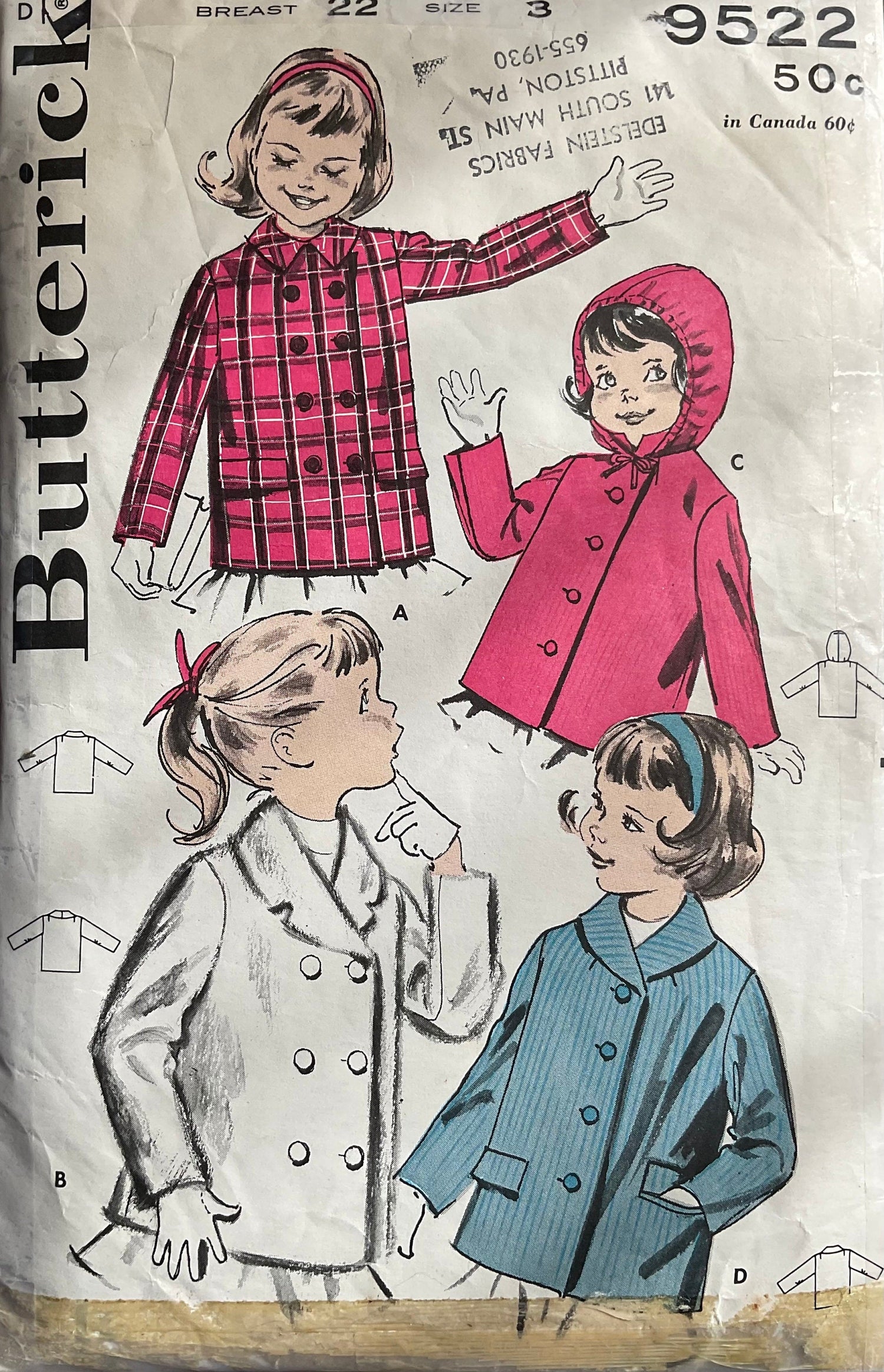 Butterick 9522 Sewing Pattern (Vintage) UNCUT