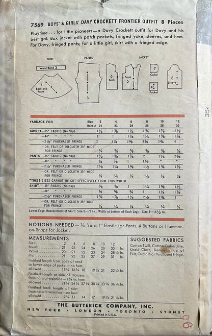 Butterick 7569 Sewing Pattern (Vintage) CUT