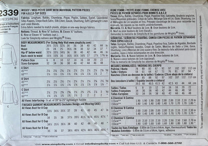 Simplicity 2339 Sewing Pattern CUT