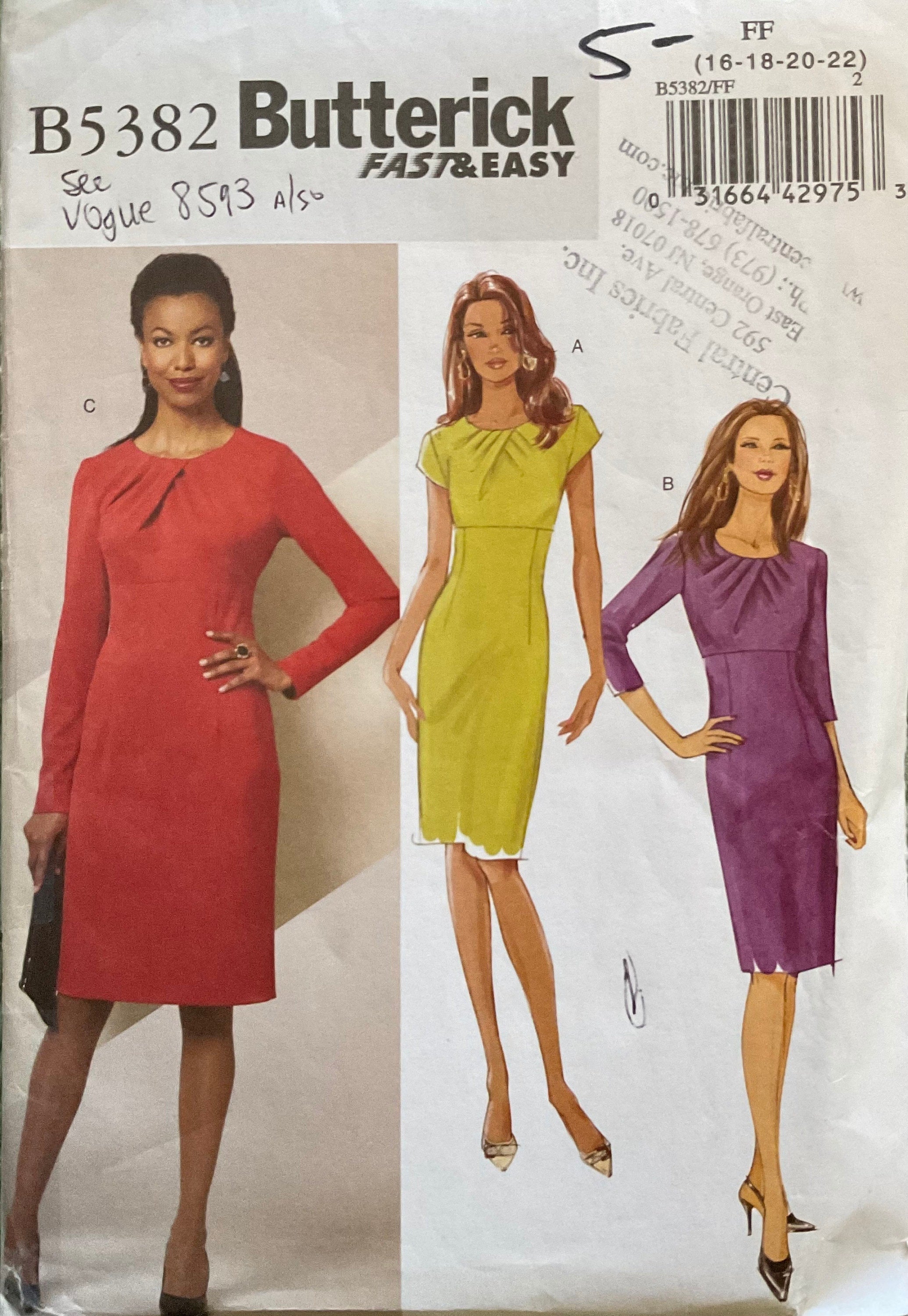 Butterick 5382 Sewing Pattern (Vintage) UNCUT