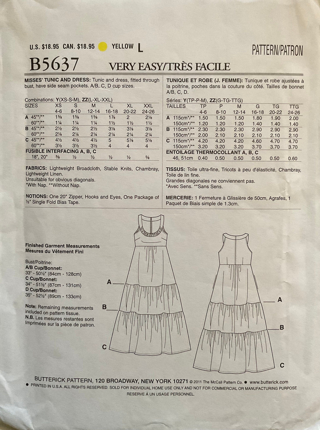 Butterick 5637 Sewing Pattern (Vintage) UNCUT