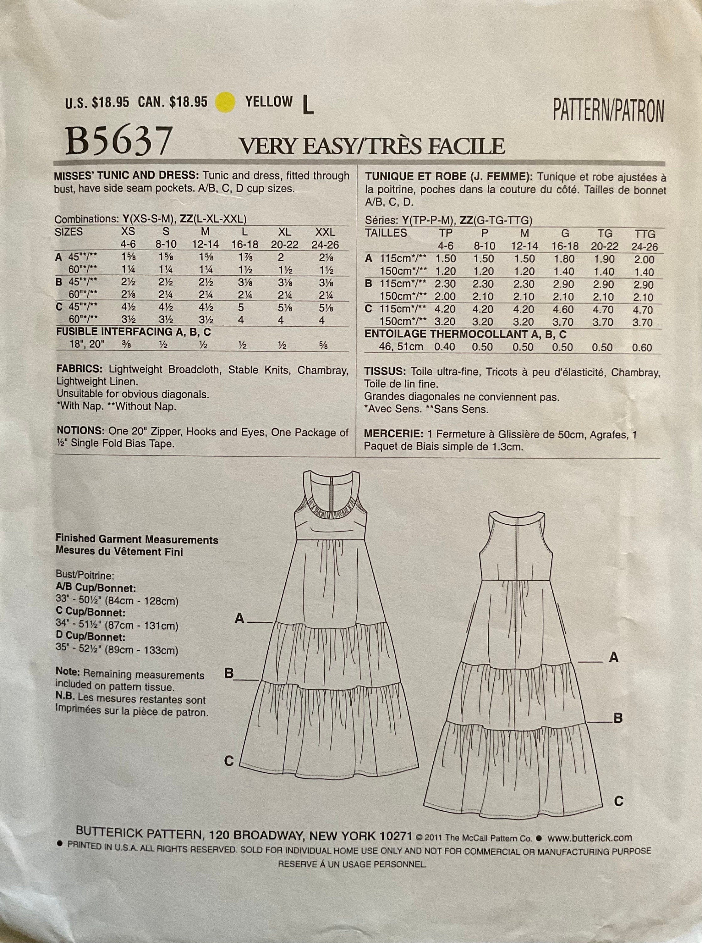 Butterick 5637 Sewing Pattern (Vintage) UNCUT