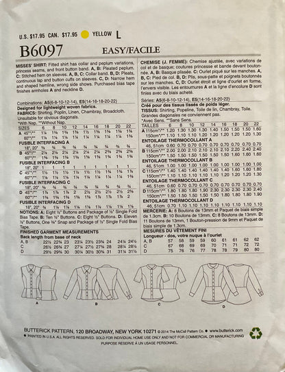 Butterick 6097 Sewing Pattern (Vintage) UNCUT