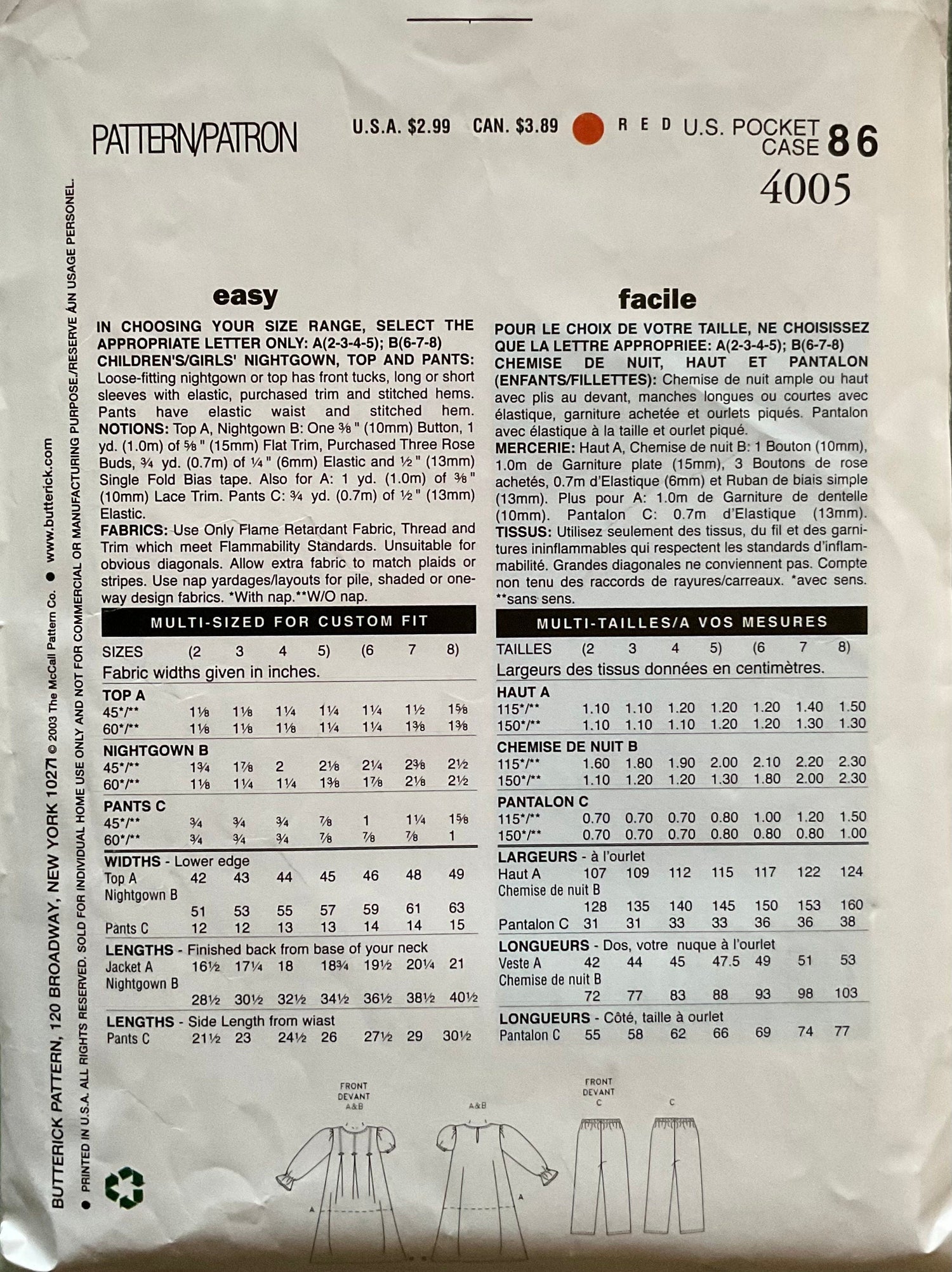 See &amp; Sew 4005 Sewing Pattern (Vintage) CUT