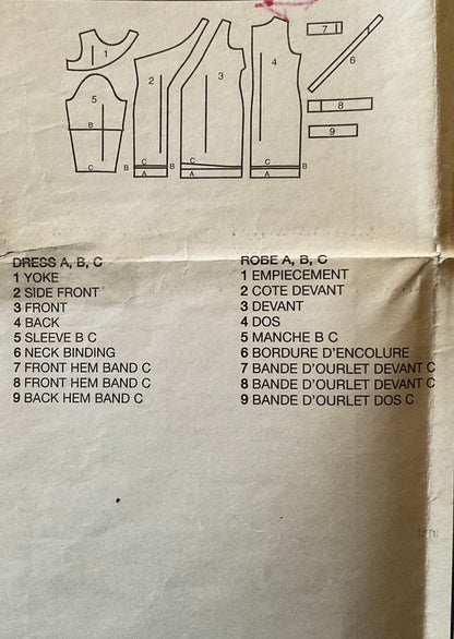 Butterick 5852 Sewing Pattern (Vintage) CUT